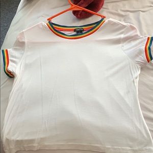 Rue 21 Limited Edition White Rainbow Collared Top.